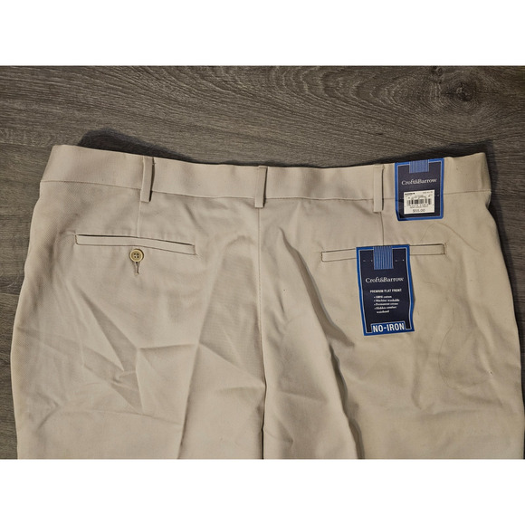 NWT Croft & Barrow Pants Mens 42 X30 Stone Flat Front Straight Leg No Iron - Picture 6 of 7